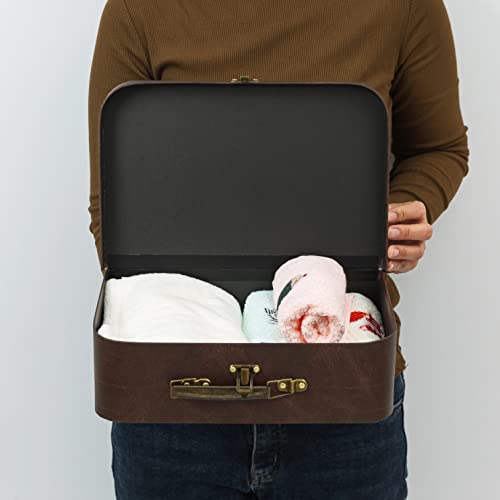 Vintage Brown Leather Paperboard Suitcase Set