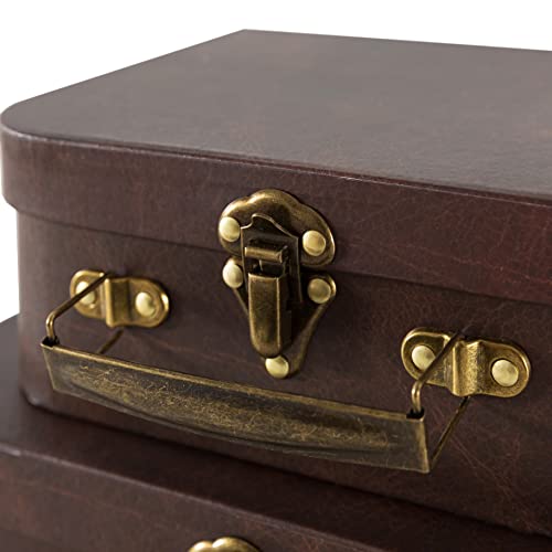 Vintage Brown Leather Paperboard Suitcase Set