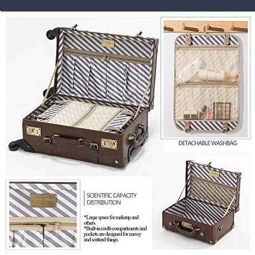 COTRUNKAGE 3-Piece Vintage Luggage Set, Carry-On Suitcase