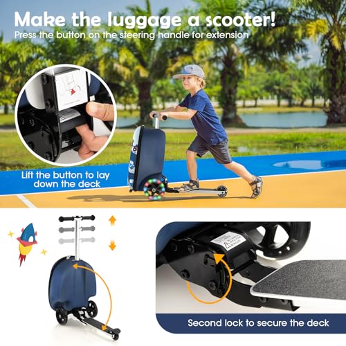 Goplus 2-in-1 Suitcase Scooter: Lightweight, Waterproof (Car)