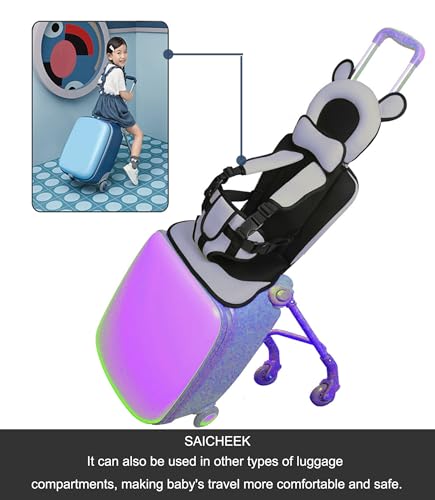 Toddler Travel Suitcase with Safety Anti-Slip Rope, Ride-On Solution