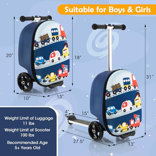 Goplus 2-in-1 Suitcase Scooter: Lightweight, Waterproof (Car)