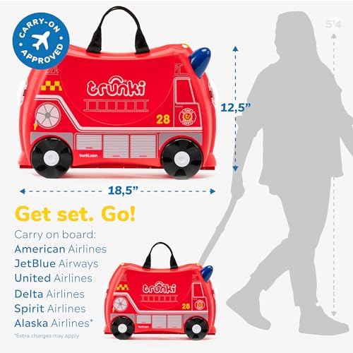 Frank Fire Truck Red Ride-On Kids Suitcase