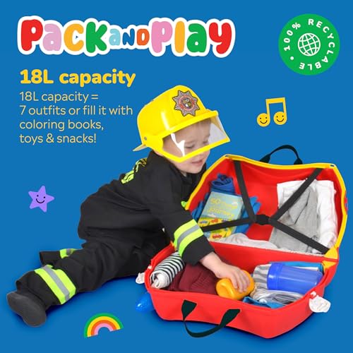 Frank Fire Truck Red Ride-On Kids Suitcase