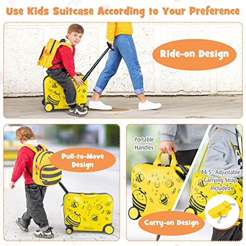 Bee Themed Kids Travel Set: Backpack & Suitcase