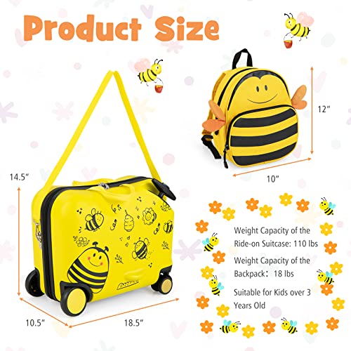 Bee Themed Kids Travel Set: Backpack & Suitcase