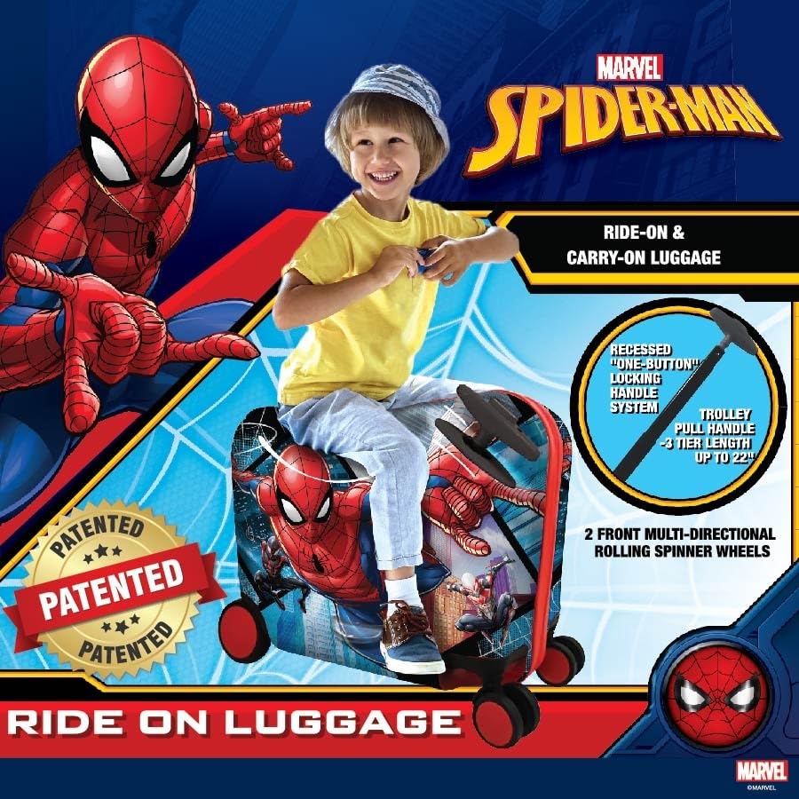 Spiderman Ride-On Suitcase for Kids with Wheels