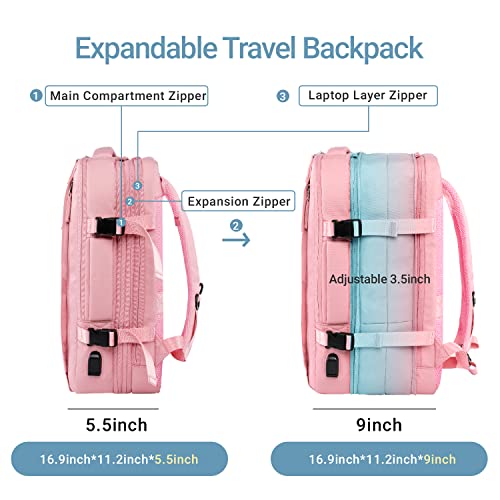 Victoriatourist XL Expandable Travel Laptop Backpack, Pink