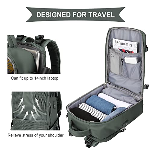 Coowoz Olive Green Travel Backpack for Men and Women