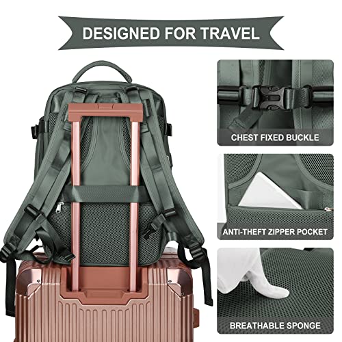 Coowoz Olive Green Travel Backpack for Men and Women