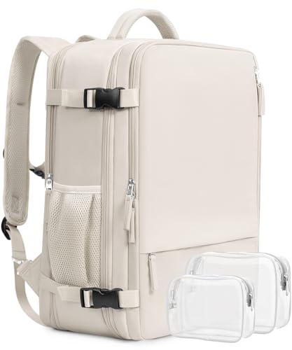 Beraliy Travel Backpack - 17 Inch Laptop Size, Beige