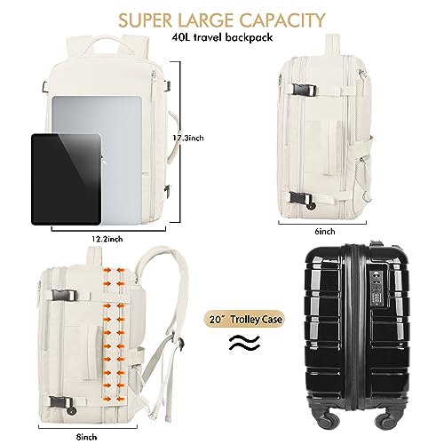 Beraliy Travel Backpack - 17 Inch Laptop Size, Beige