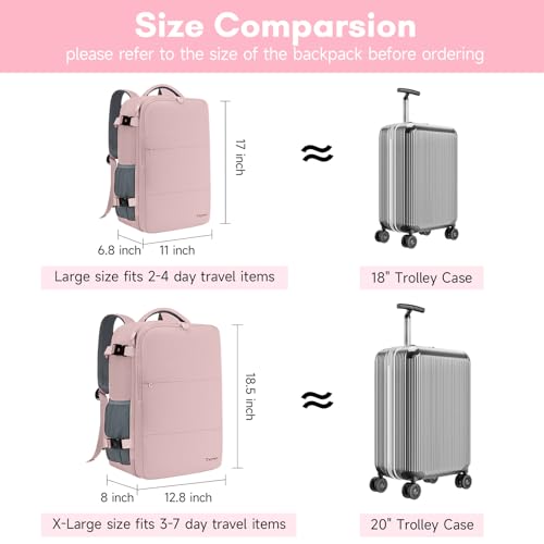 Taygeer Travel Backpack with USB Charging Port, Pink