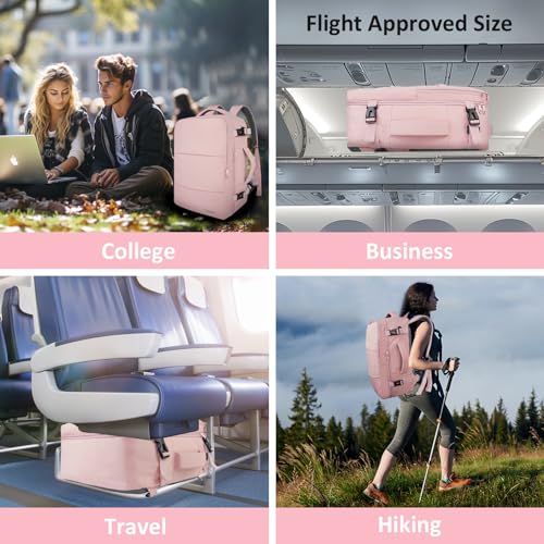 Taygeer Travel Backpack with USB Charging Port, Pink