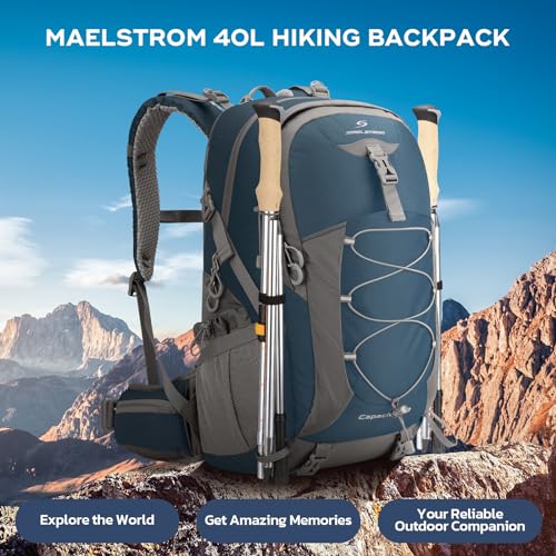 Maelstrom Hiking Backpack, 40L, Waterproof, Lightweight, Blue