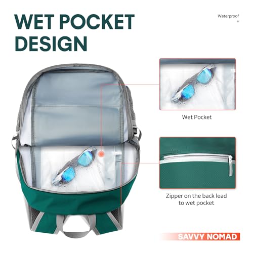 SAVVY NOMAD 40L Packable Hiking Backpack - Green