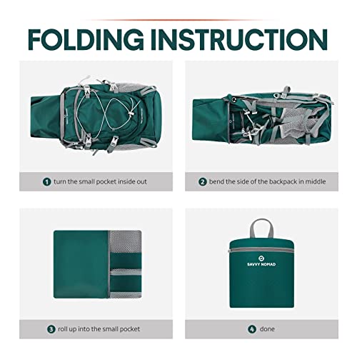 SAVVY NOMAD 40L Packable Hiking Backpack - Green