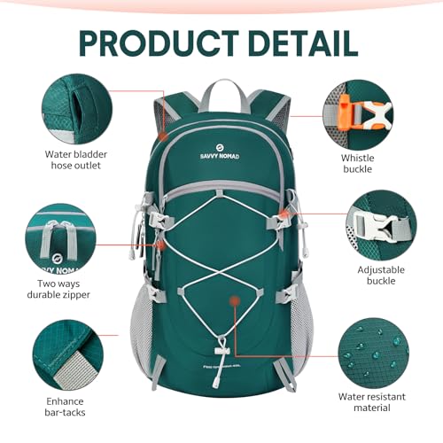 SAVVY NOMAD 40L Packable Hiking Backpack - Green