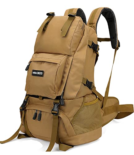 INOXTO 40L Waterproof Hiking Backpack, Khaki, Unisex