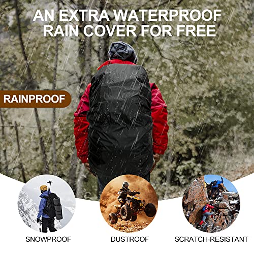 INOXTO 40L Waterproof Hiking Backpack, Khaki, Unisex