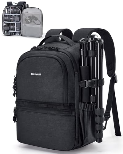 BAGSMART Camera Backpack for Sony Canon Nikon, Black