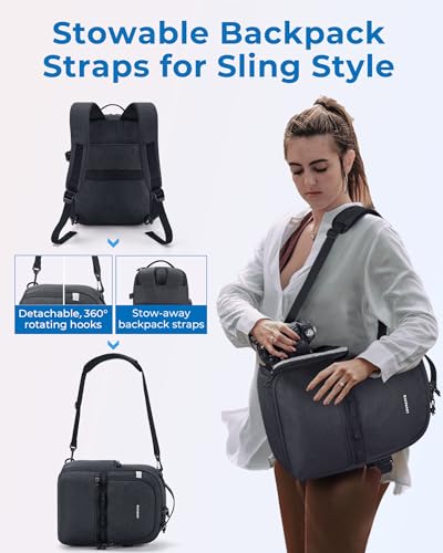 BAGSMART Camera Backpack for Sony Canon Nikon, Black