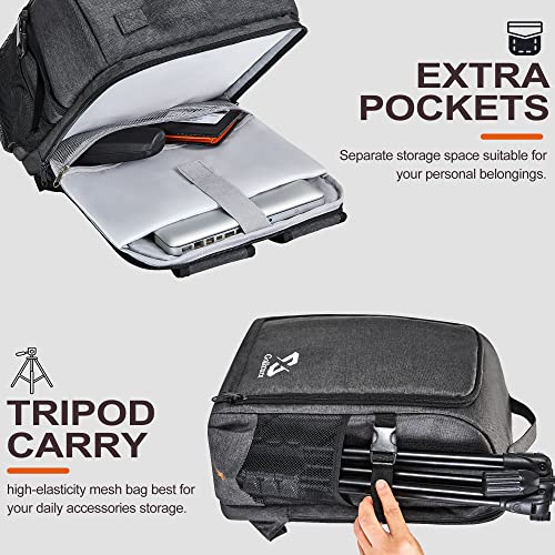 Waterproof Dark Grey Camera Backpack for DSLR/SLR Cameras