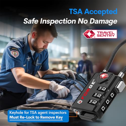 TSA Approved Locks: Re-settable Cable Combination, Alloy Body