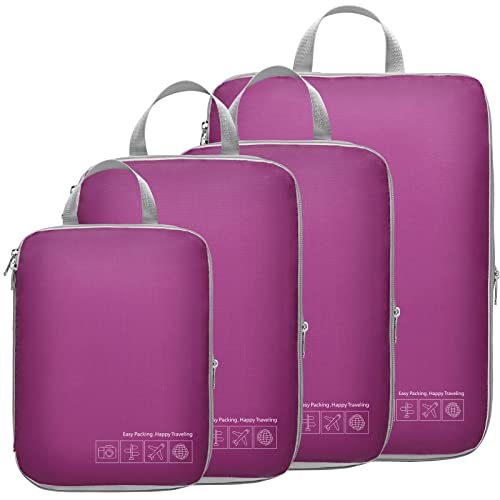 Purple Cambond Compression Packing Cubes - 4 Travel Bags