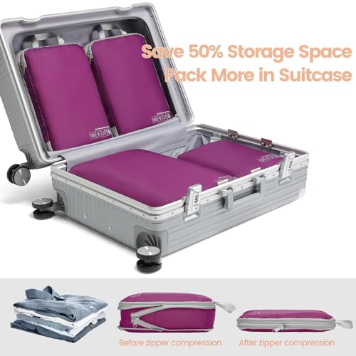 Purple Cambond Compression Packing Cubes - 4 Travel Bags