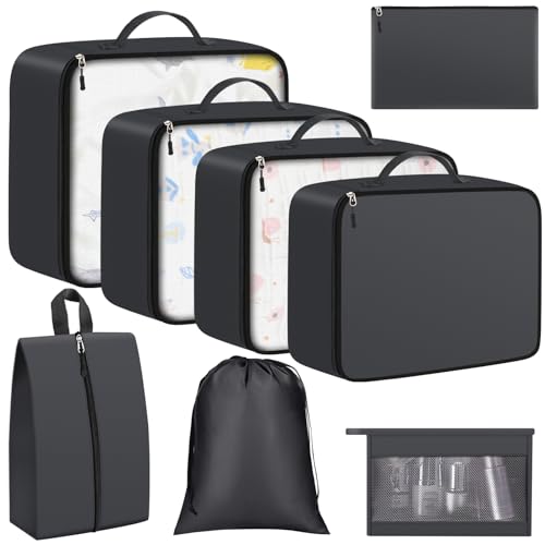 8-Piece ExploreBliss Packing Cubes – Durable Suitcase Organizers