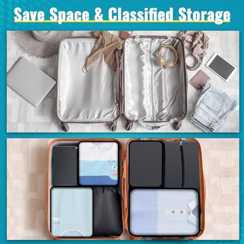 8-Piece ExploreBliss Packing Cubes – Durable Suitcase Organizers