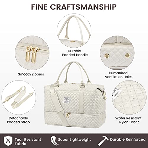 LOVEVOOK Women's Weekender Duffle Bag, Beige