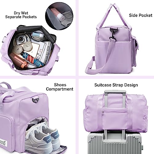 Purple Suruid Travel Duffel Bag with Shoes Compartment