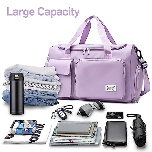 Purple Suruid Travel Duffel Bag with Shoes Compartment