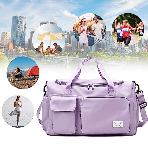 Purple Suruid Travel Duffel Bag with Shoes Compartment