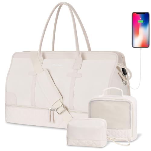 ETRONIK Large Women's Weekender Travel Bag - Beige