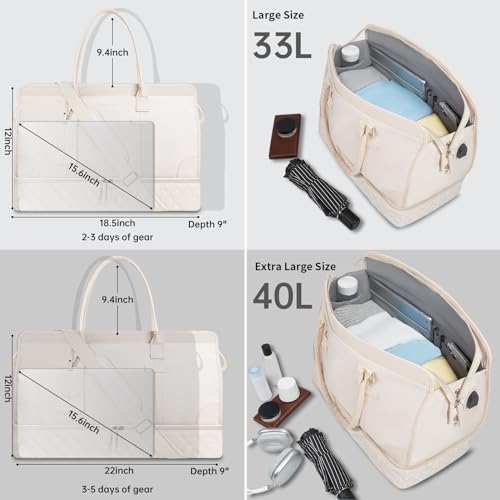 ETRONIK Large Women's Weekender Travel Bag - Beige