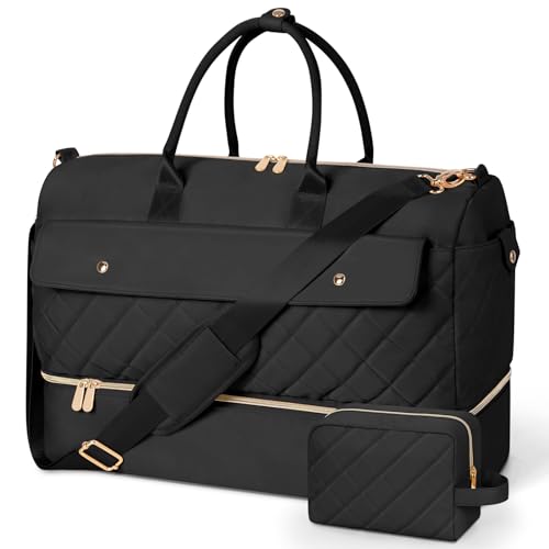 Large Weekender Bag with Shoe Compartment, Travel Tote
