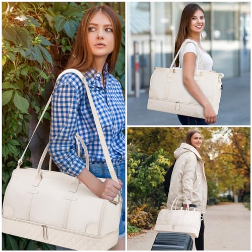 ETRONIK Large Women's Weekender Travel Bag - Beige