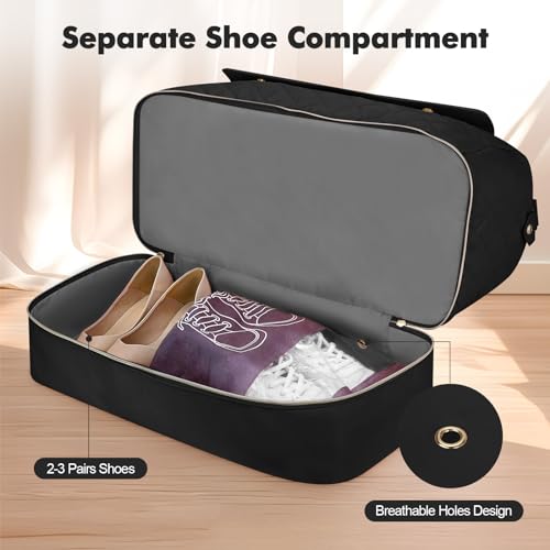 Large Weekender Bag with Shoe Compartment, Travel Tote