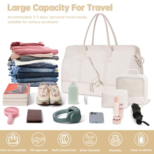 ETRONIK Large Women's Weekender Travel Bag - Beige