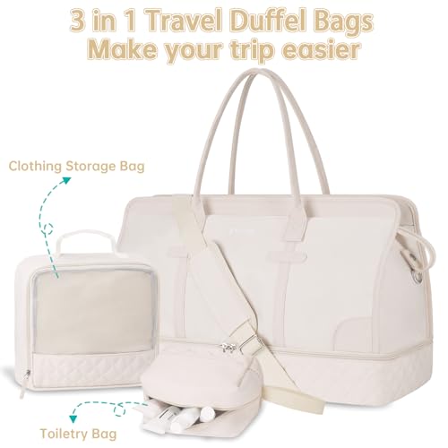 ETRONIK Large Women's Weekender Travel Bag - Beige