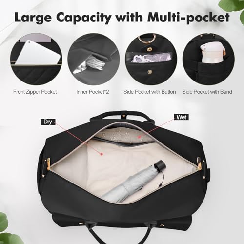 Large Weekender Bag with Shoe Compartment, Travel Tote