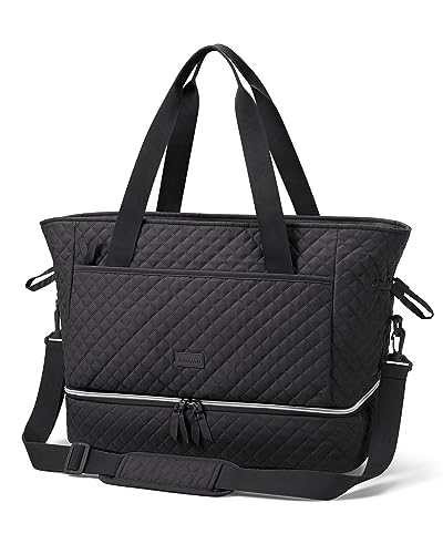 BAGSMART Large Weekender Duffle: Quilted Cotton, Multiple Pockets