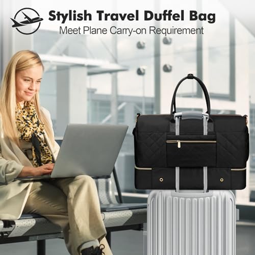 Large Weekender Bag with Shoe Compartment, Travel Tote