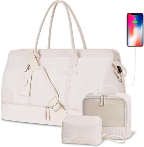 ETRONIK Large Women's Weekender Travel Bag - Beige