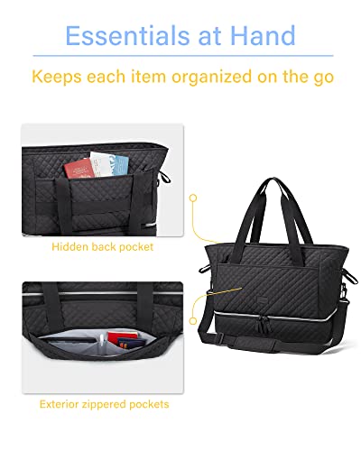 BAGSMART Large Weekender Duffle: Quilted Cotton, Multiple Pockets