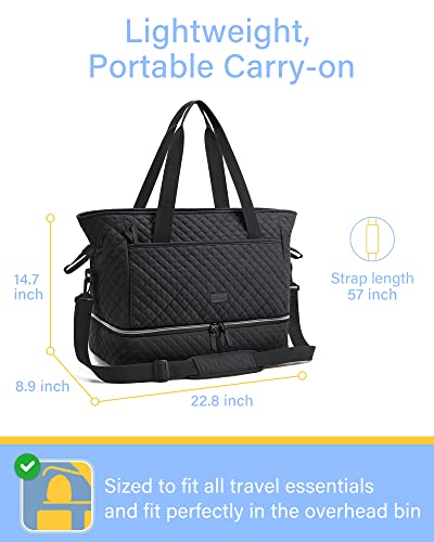 BAGSMART Large Weekender Duffle: Quilted Cotton, Multiple Pockets