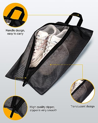Large TPU Zippered Travel Shoe Bags, 6 Pcs